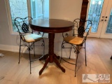 Wooden Table And 2 Metal Chairs