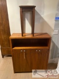 Wooden cabinet with wooden end table