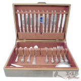 Naken's Silverware Chest With Wallace Sterling Silverware And Sterling Silver Dish- 2,715.4g