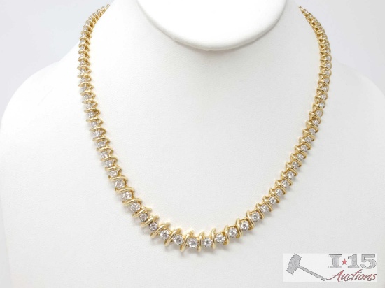 14k Gold Diamond Necklace- 43.1g