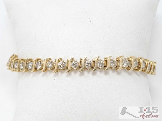 14k Gold Diamond Bracelet- 15.6g