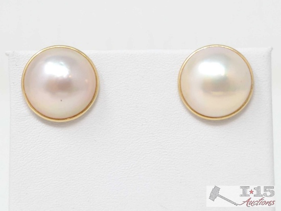 14k Gold Pearl Earrings- 5.2g