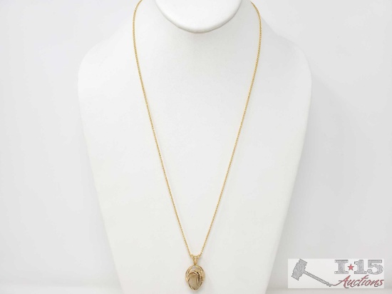 14k Gold Necklace With Stone Pendant- 9.2g