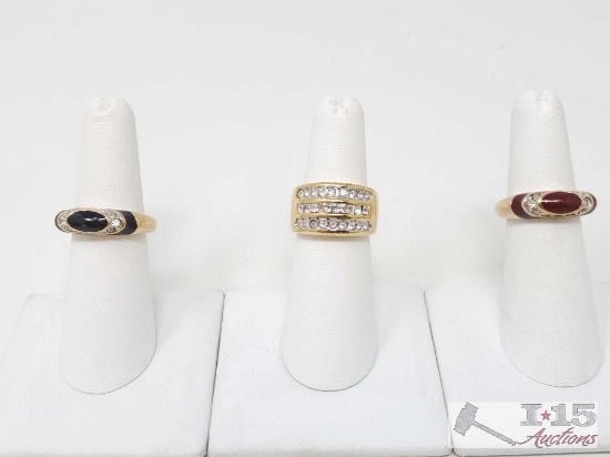 3 Gold Plated Rings- 18.8g
