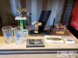 3 Car Trophies, 2 Buick Placks, Pen Holder, And 2 Buick Mugs