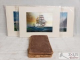 3 Pieces Of Sail Boat Art And Vintage Book