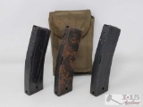 Three 30 Round .30 Carbine Magazines With US Magazine Holder