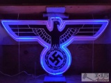 Nazi Eagle Wreath Neon Sign with Wooden Crate