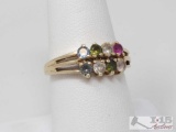 10k Gold Ring With Semi Precious Stones, 3.9g