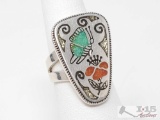 Sterling Silver Ring With Butterfly Design-8.4g