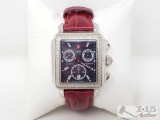 Authentic Michele Deco Watch with Diamond Bezel