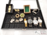 Jewlery Case, Watches, Broaches, And More