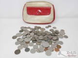 Vintage Purse With Approx 118 Pre 1964 Coins