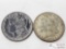 One 1896-O Morgan Silver Dollar, One 1921 Morgan Silver Dollar