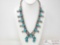 Native American Sterling Silver Turquoise Squash Blossom, 135.8g