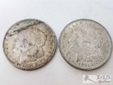 Two 1921 Morgan Silver Dollars