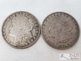 Two 1921-D Morgan Silver Dollars