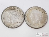 One 1924 Silver Peace Dollar and One 1925 Silver Peace Dollar