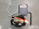 Tools. Tool Bag. Clipboard. Hose.