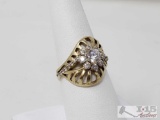 14K Gold Ring with CZ, 3.9g