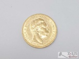 1892 Germany 20 Mark Gold Coin - 8g