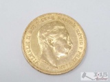 1894 Germany 20 Mark Gold Coin - 8g