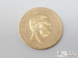 1893 Germany 20 Mark Gold Coin - 8g