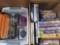 CDs, DVDs, and VHS Tapes with Plastic Basket and Box