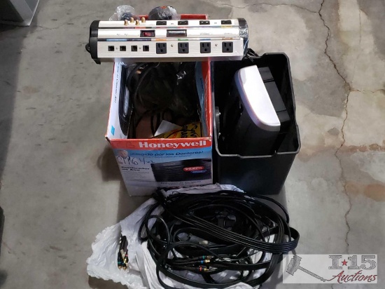 Home Theater Power strip, Audio/Video Cables, One Document Shredder, and more
