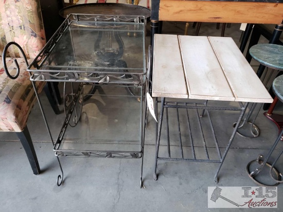Metal Tea Cart And Wood And Metal End Table