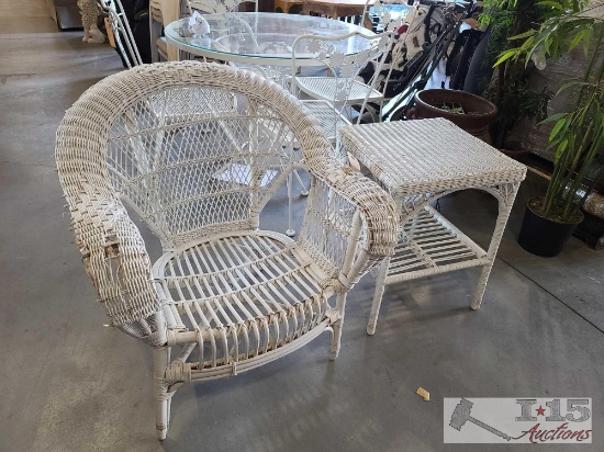 Wicker Chair And End Table