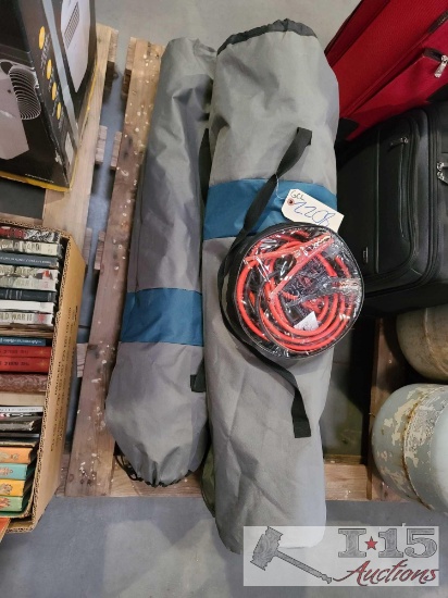 3 Camping Chairs And Jumoer Cables