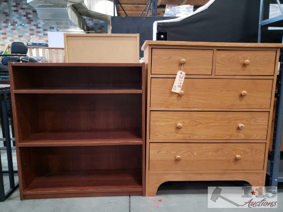 Wooden Bookshelve and Wooden Dresser