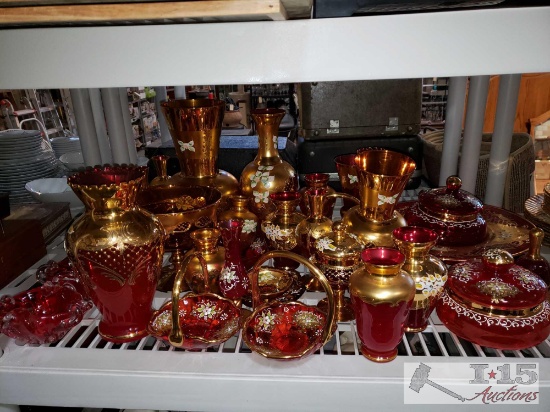 Set of Red Glassware
