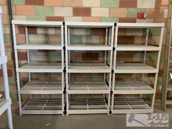 3 Plastic Shelving Units
