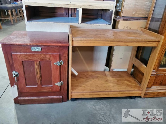 White Clad Ice Box and Rolling Shelf