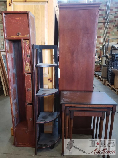 Entry Way Storage Bench, End Tables, and Corner Book Stand