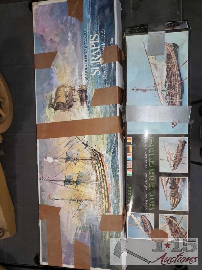 Two Wood Model Boats
