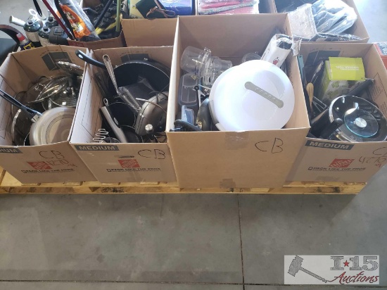 Pots and pans, tupperware, cast iron pans, and more