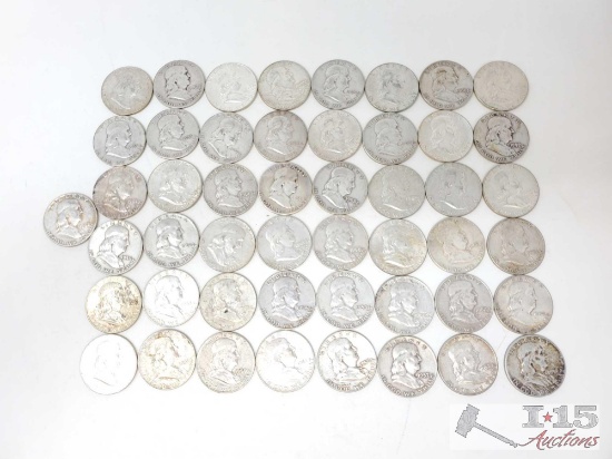 49 Benjamin Franklin Half Dollars - 610g