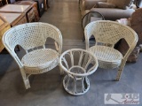 2 Wicker Chairs And Table Base