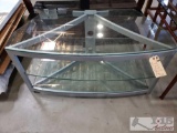 Metal and Glass entertainment Center and Metal and Glass Table