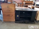 Wooden Entertainment Center and Wooden File Cabinet