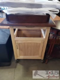 Wooden Drink Cart and Wooden End Table