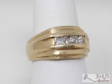 14k Gold Ring With Diamonds, 7.5g