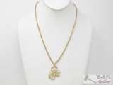 14k Gold Chain With 14k Gold Scorpion Pendant, 20.3g