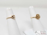2 14k Gold Rings With Diamonds, 4.1g