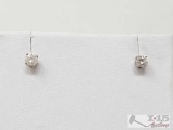 14k White Gold Diamond Earrings, .8g