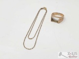 14k Gold Necklace and Ring -5.1g