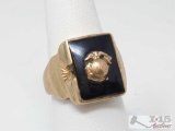 10k Gold Ring With Marine Corps Emblem -8.4g